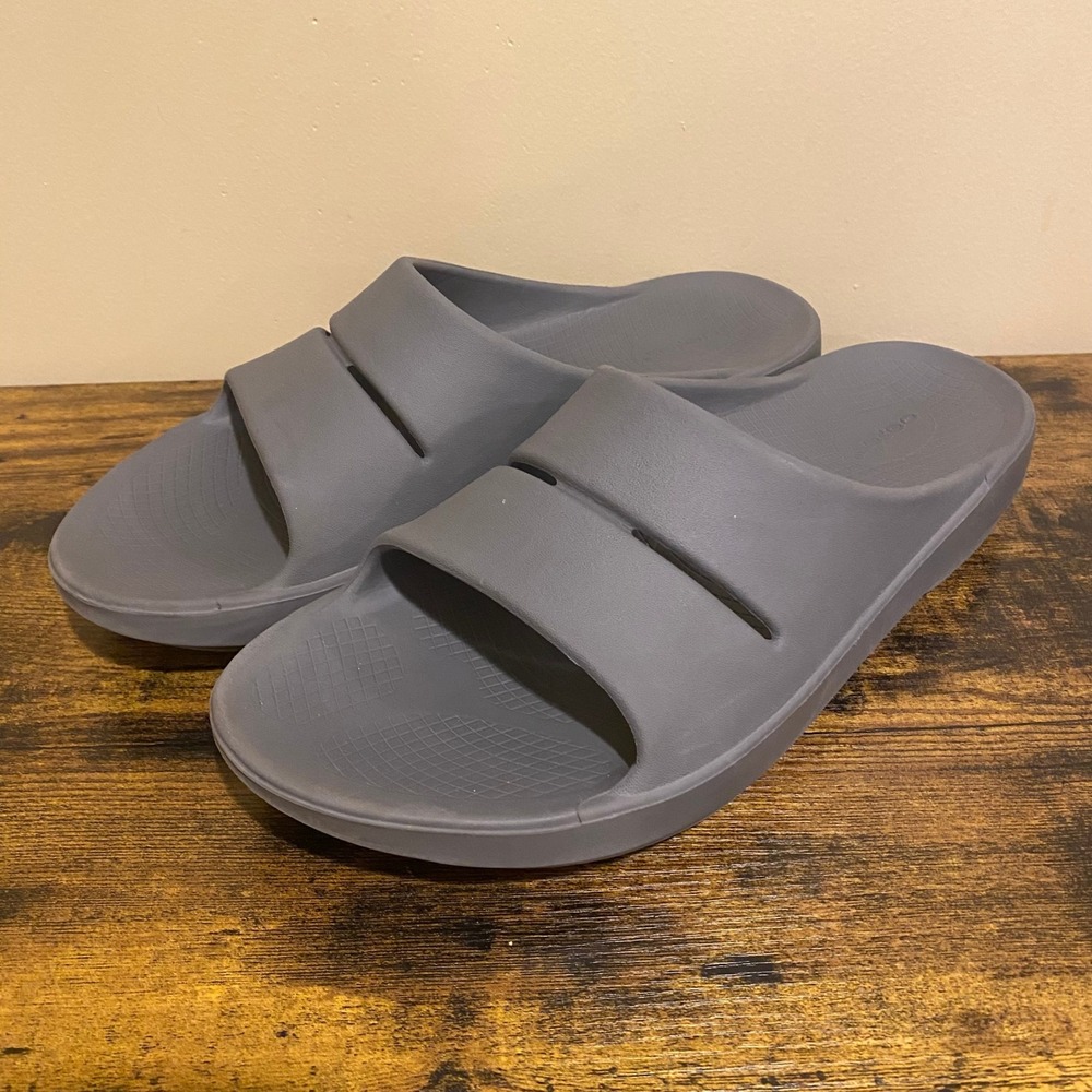Oofos OOahh Sport Recovery Slides Mens Slate Grey Foam Comfort Sandals
